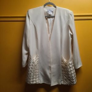 Vtg 90's Ann French custom Ivory 3 piece lined skirt, top and suit blazer